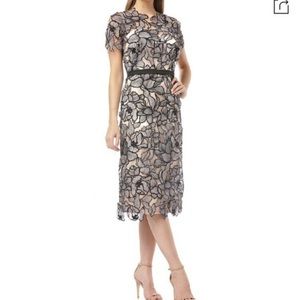 NWT JS Collections Embroidered Laser Cut Midi Dress Women's Size 2